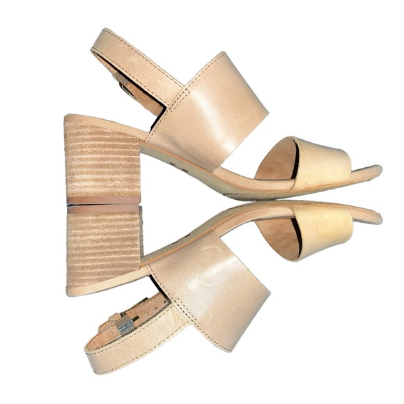 Toms Poppy Tan Leather Stacked Heel Slingback Sandals Size 6 W - Picture 2 of 5